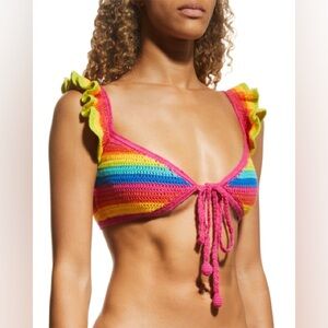 NWT FARM Rio Rainbow Crochet Bikini‎ Top